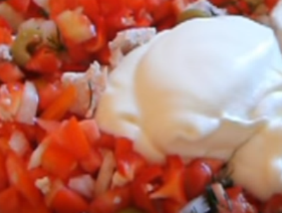 Салат Красная Шапочка - рецепт с фото, с помидорами, с курицей
